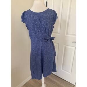 NWT Ann Taylor Blue Faux Wrap Dress Zipper Back Size 12